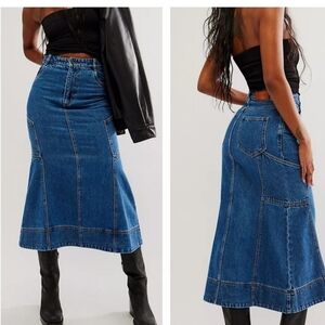 Shona Joy Tovere flared Panneled Midi Skirt Free People Size 4